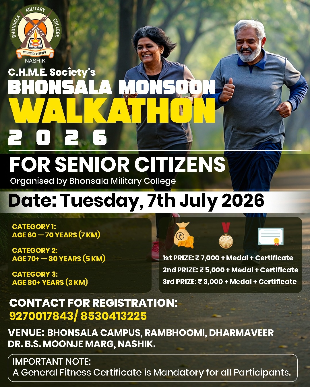 Bhonsala Monsoon Walkathon 2026 for Senior Citizens